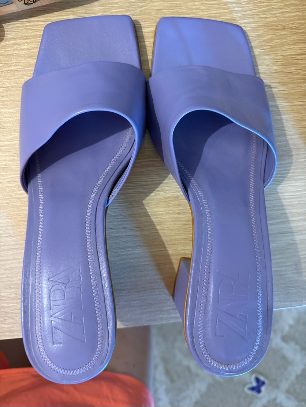 Zara Lilac Square-Toe Slide Heels